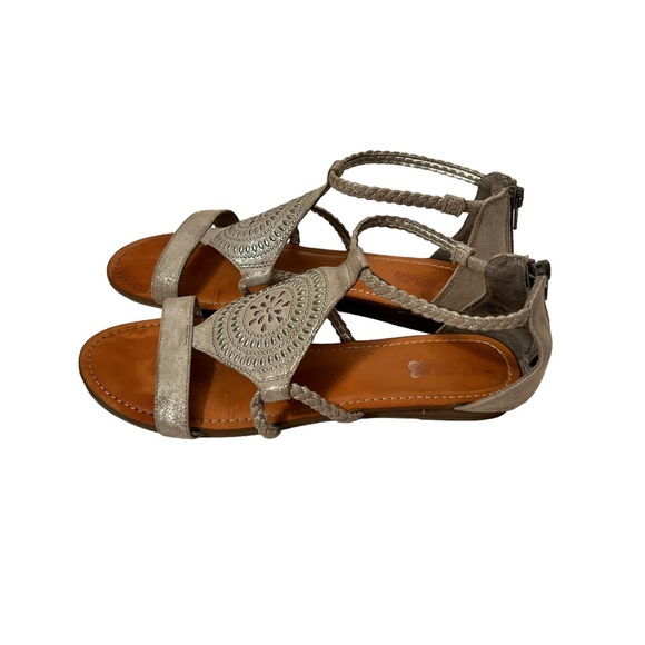 Carlos Santana Silver Braided Ankle Strap Back Zipper Sandals Size 9.5 - Picture 5 of 7